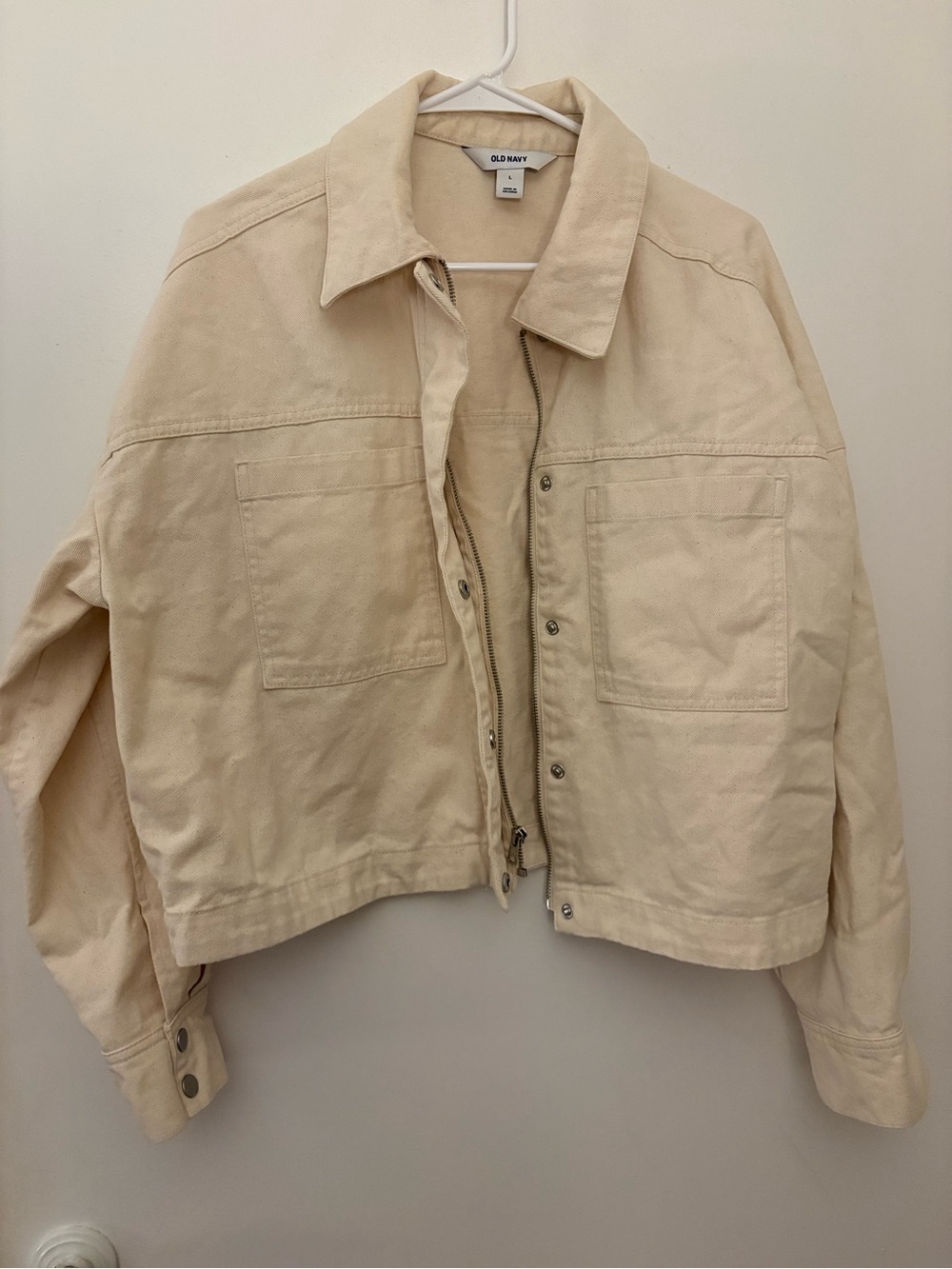 Old Navy Cream Cropped Utility Jacket